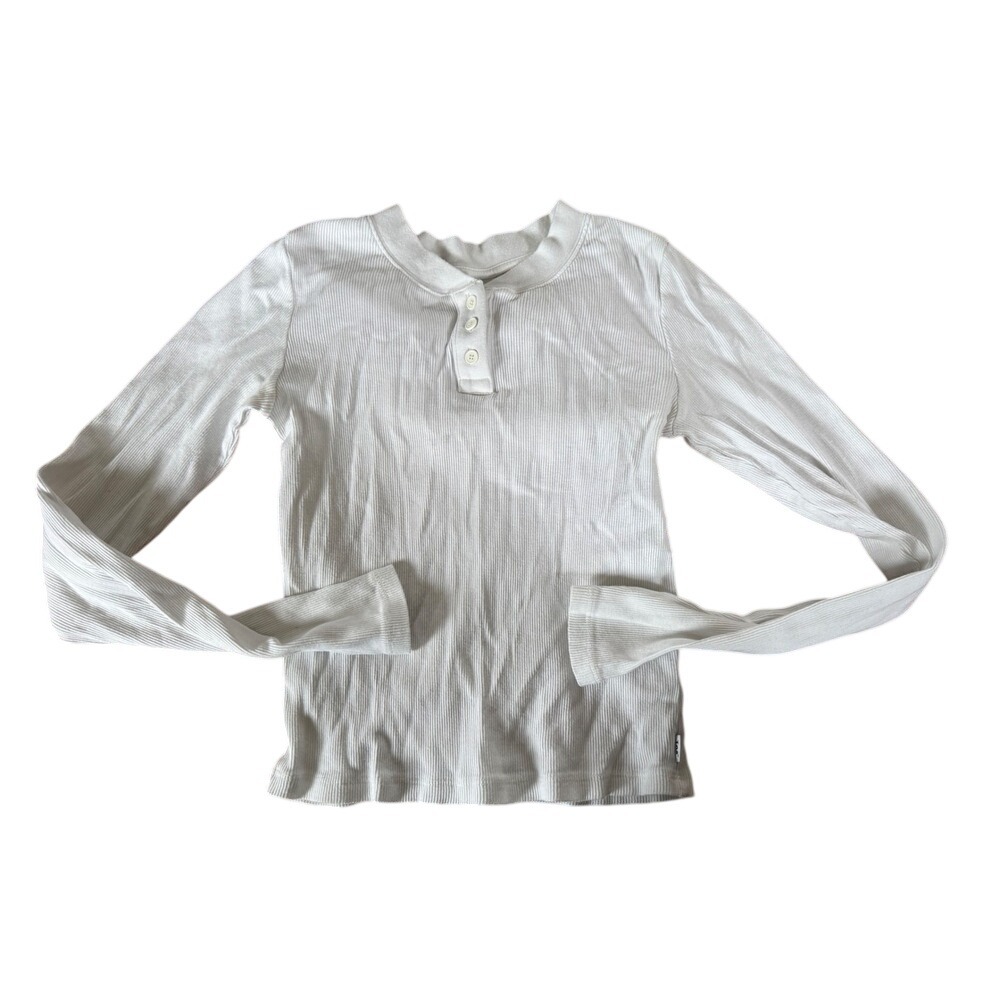 TNA white 1/4 button down waffle knit top Neutral classic